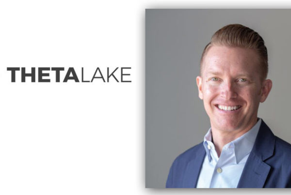 Theta Lake logo and Devin Redmond, co-founder and CEO of Theta Lake