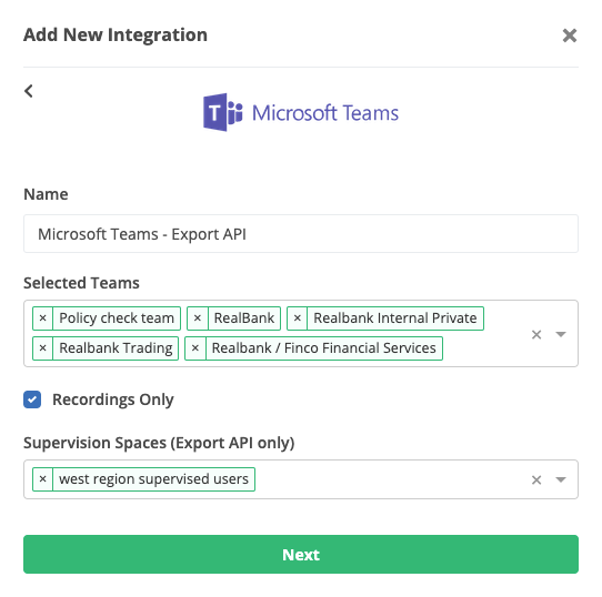 Add new integration overview. Microsoft Teams Export API