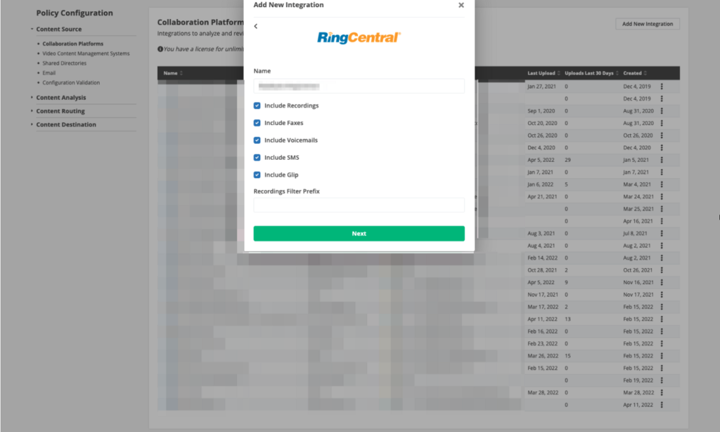 Add new integration for Theta Lake, RingCentral, overview