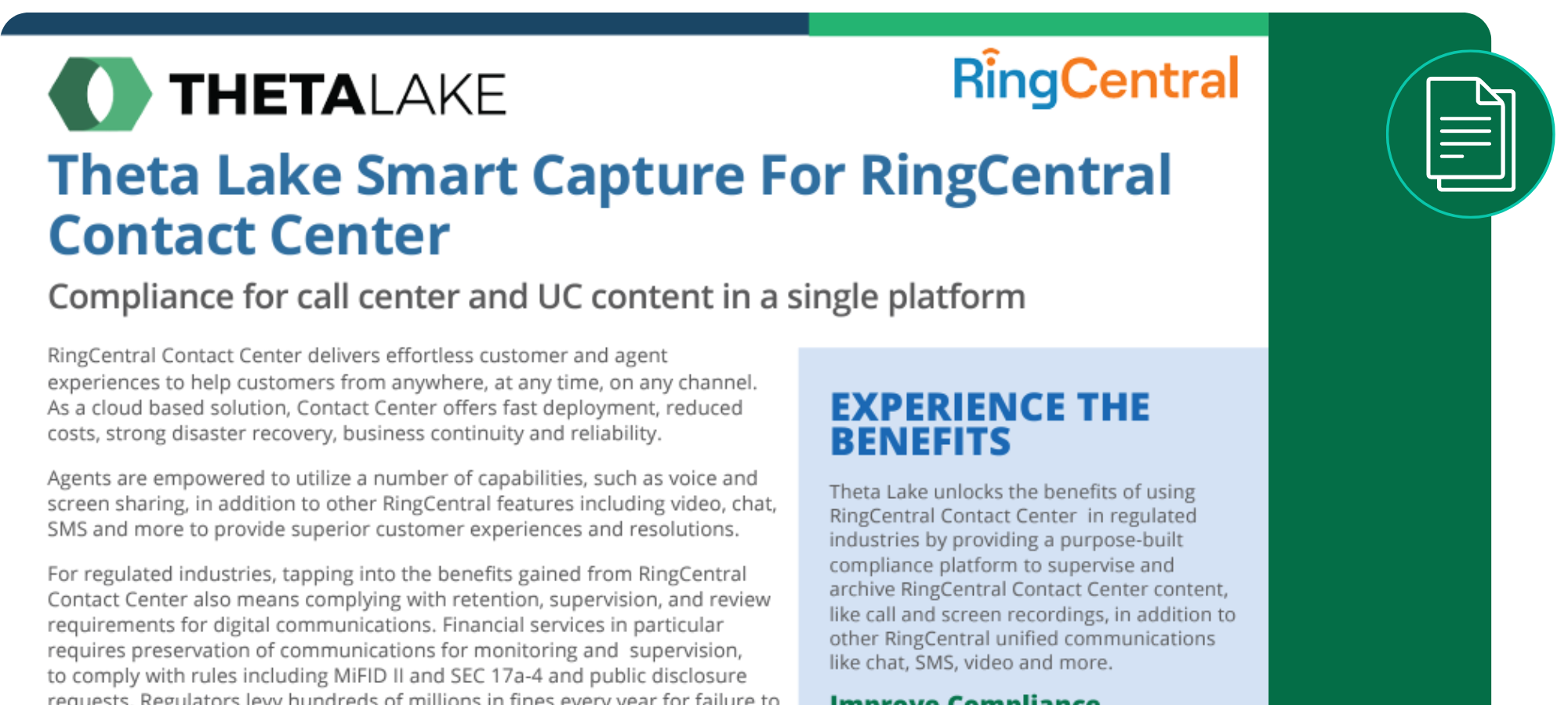 SolutionBrief ThetaLake and RingCentral ContactCenter